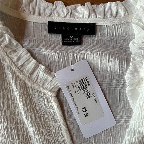 Sanctuary Cream Smocked Blouse - Picture 2 of 2